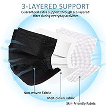 Load image into Gallery viewer, 3-Ply Disposable Face Mask-BLACK