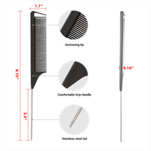 Load image into Gallery viewer, Black Carbon Pin Tail Comb
