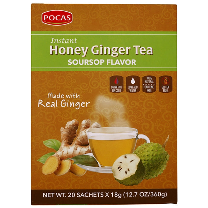 Pocas Instant Honey Ginger Tea Soursop Flavor 20 Pack 12.7oz/360g