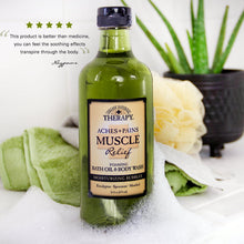 Load image into Gallery viewer, Village Naturals Therapy Aches Pains Muscle Relief Foaming Bath Oil &amp; Body Wash, 16 fl oz.