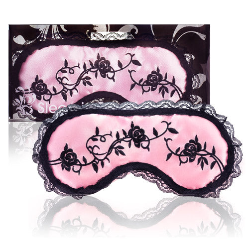 Pink Sleep Mask with Lace Trim